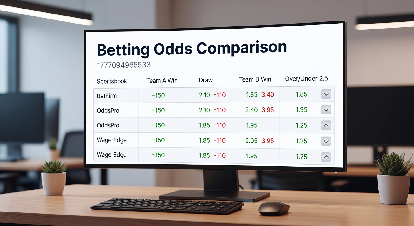 Digital dashboard displaying multiple bookmaker odds for a Premier League match, highlighting price variances in real-time