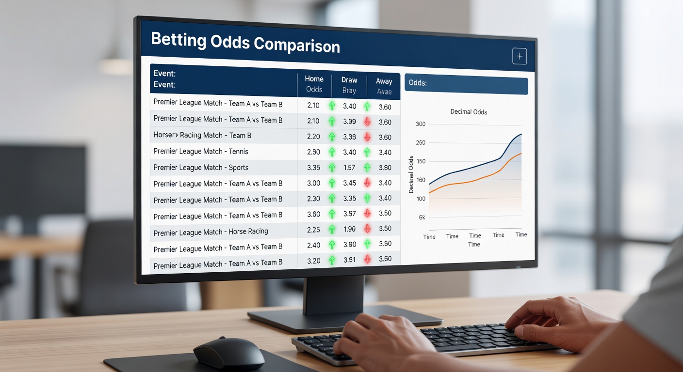 Screenshot of an arbitrage bet setup showing odds from three bookmakers for a horse race, with profit calculations overlaid