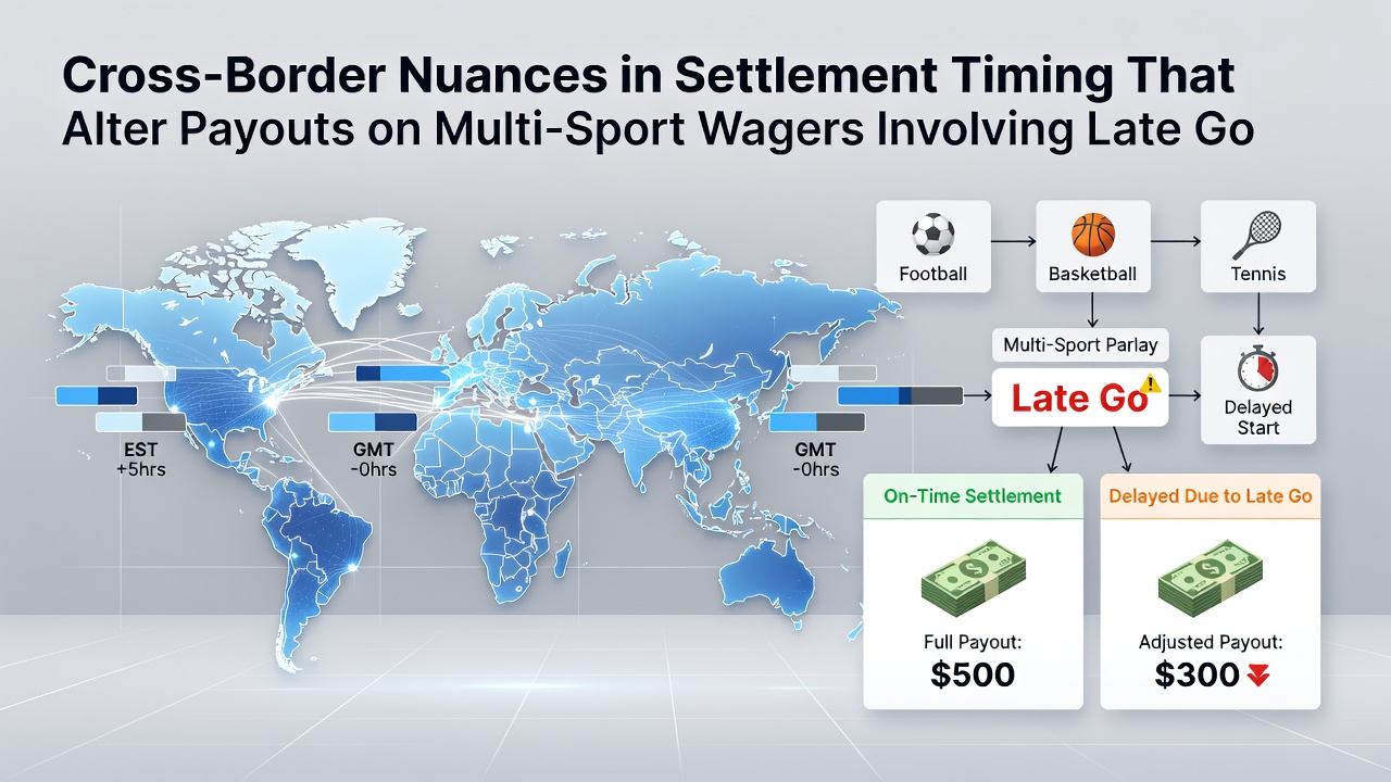Diagram showing timing differences in bet settlements across soccer, horse racing, tennis, and basketball events