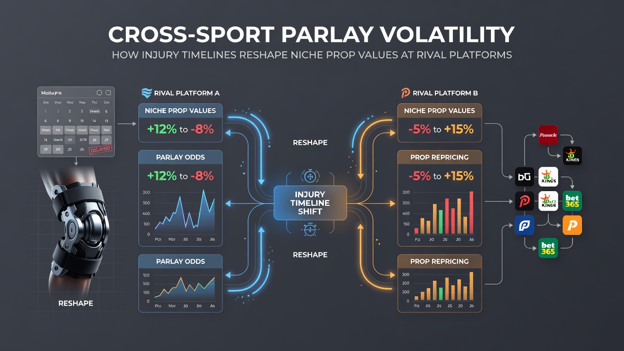 Illustration of how injury timelines affect niche prop values in soccer, horse racing, tennis and basketball across competing betting sites