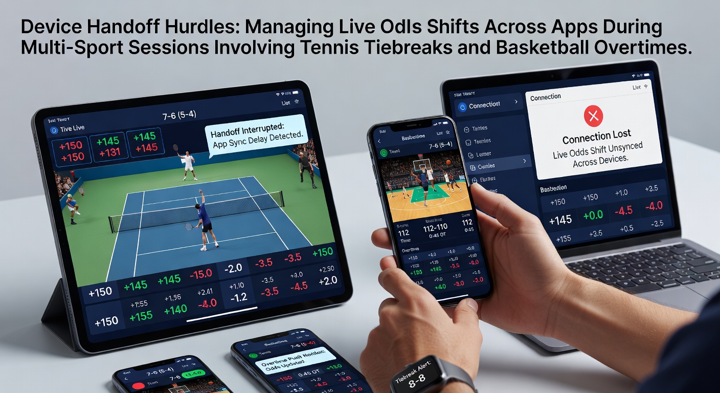 Smartphone and tablet displaying live betting apps with tennis and basketball odds updates