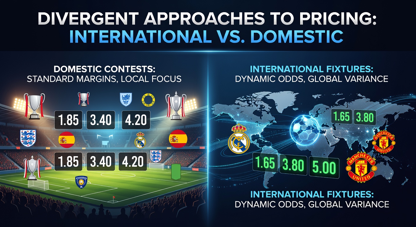 Bookmakers comparing odds for international versus domestic fixtures