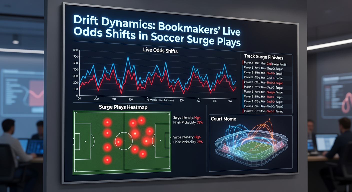 Split-screen display of tennis court momentum swing with odds panel showing rapid live adjustments during a tiebreak