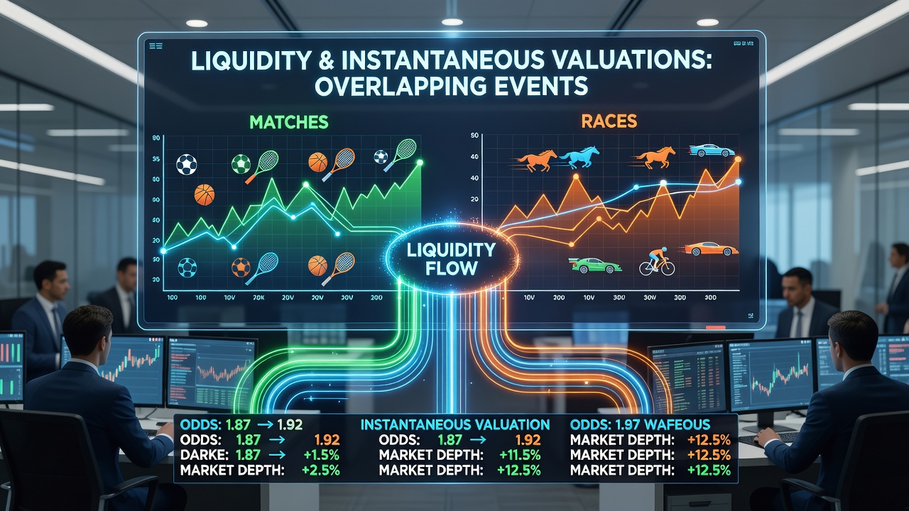 Real-time order flow and valuation changes during concurrent racing and team sports
