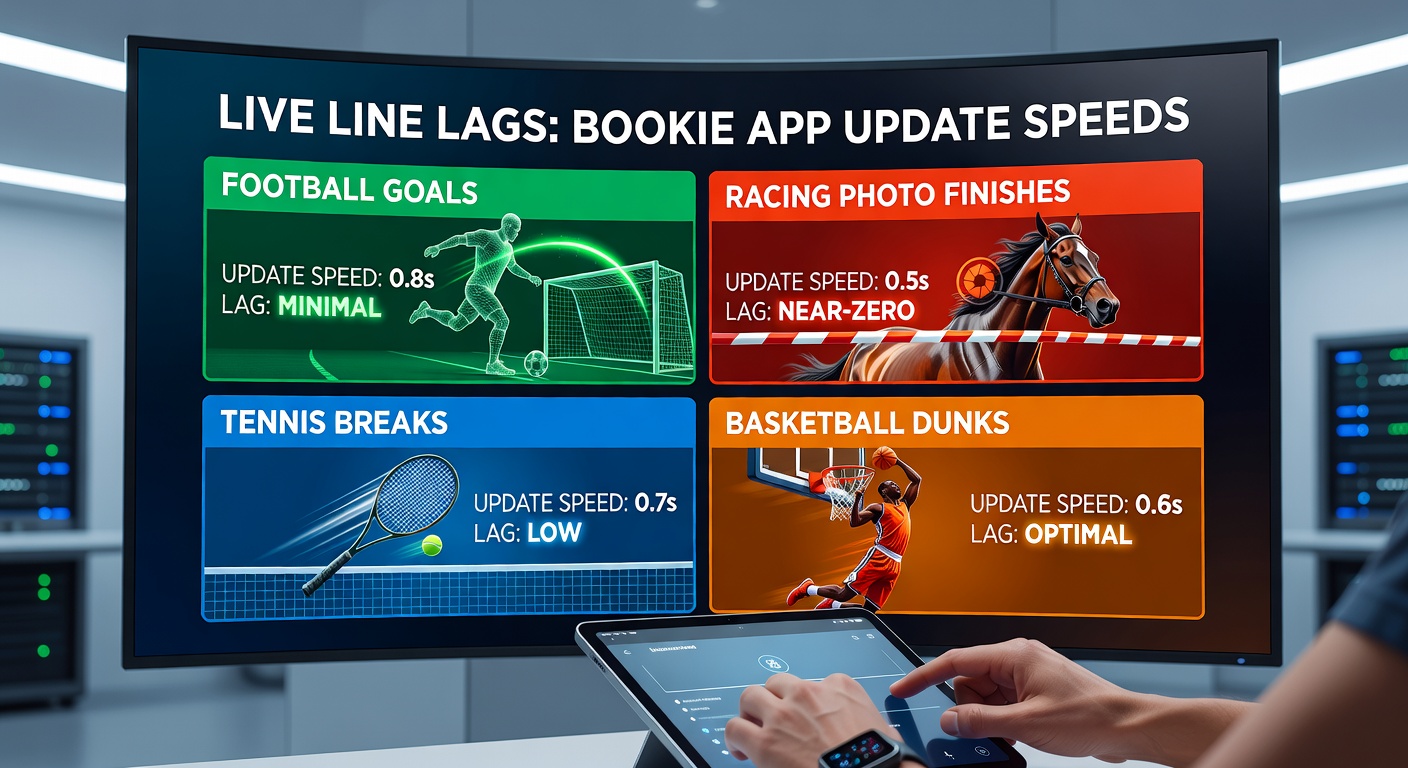 Digital display showing live betting odds updating in real-time during a high-stakes football match, highlighting split-second delays between events and app refreshes