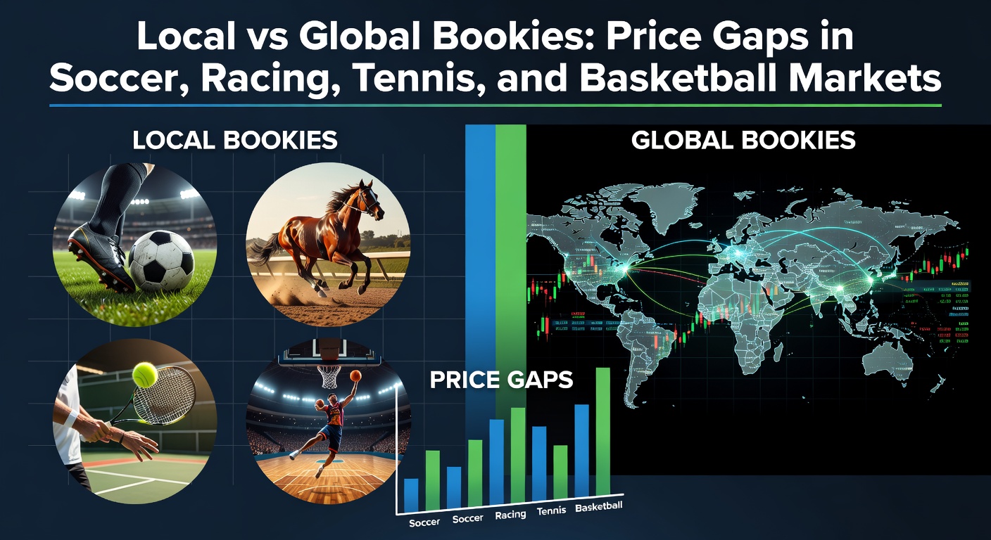 Graph showing odds price gaps between local and global bookmakers across major sports markets