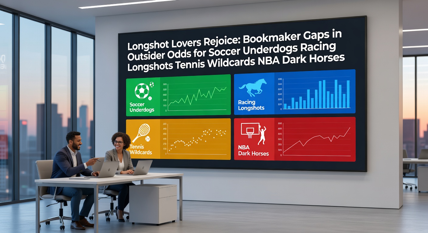 Graphic showing divergent bookmaker odds lines for a soccer underdog match, with arrows highlighting price gaps between leading UK and international bookies