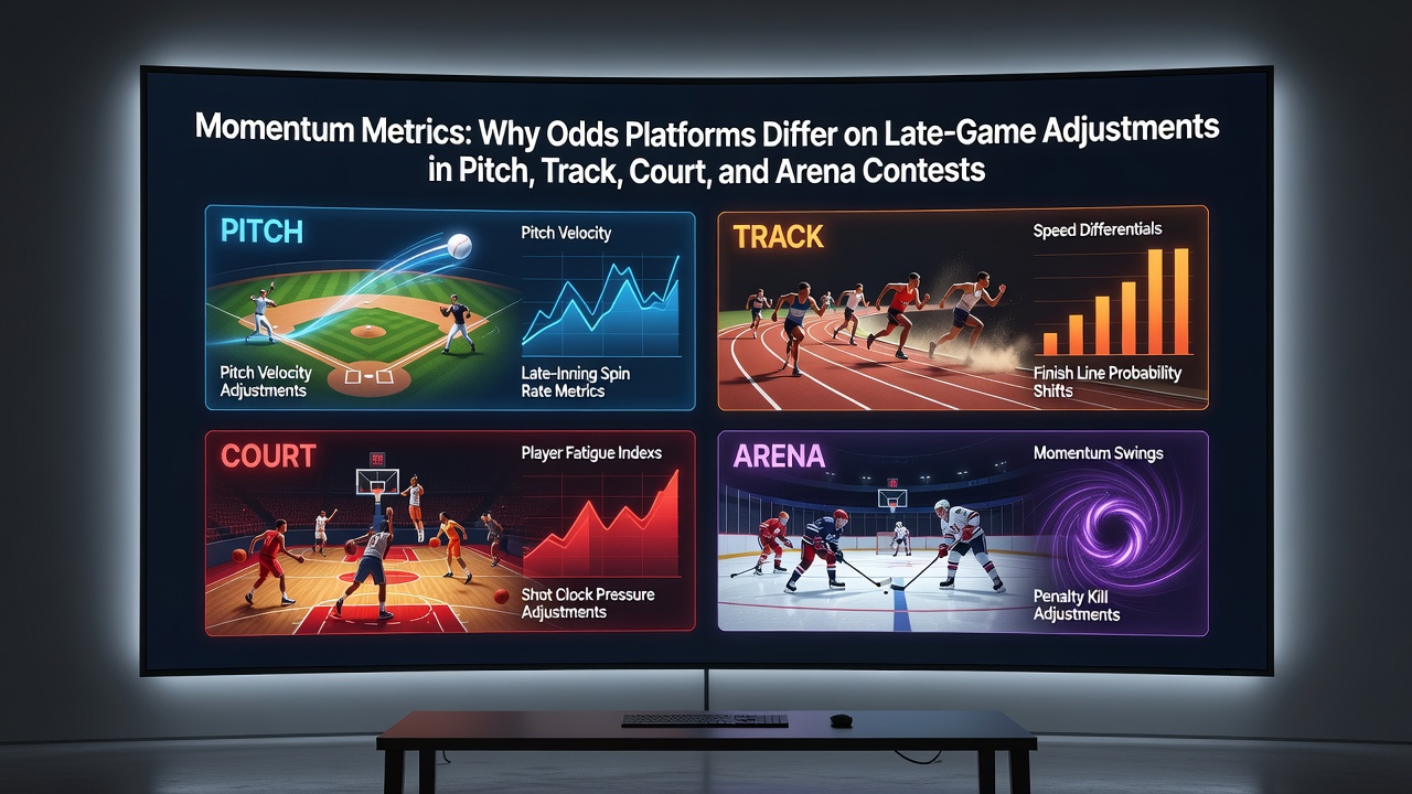 Bookmakers reviewing live sports data feeds during a late-game scenario across multiple venues