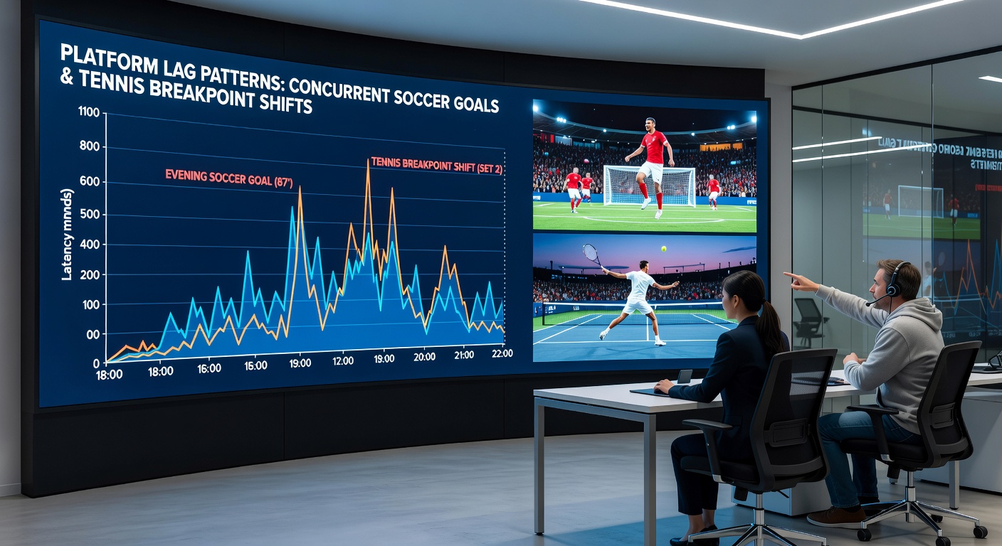 Chart displaying latency measurements for betting apps during overlapping soccer and tennis live events in 2026