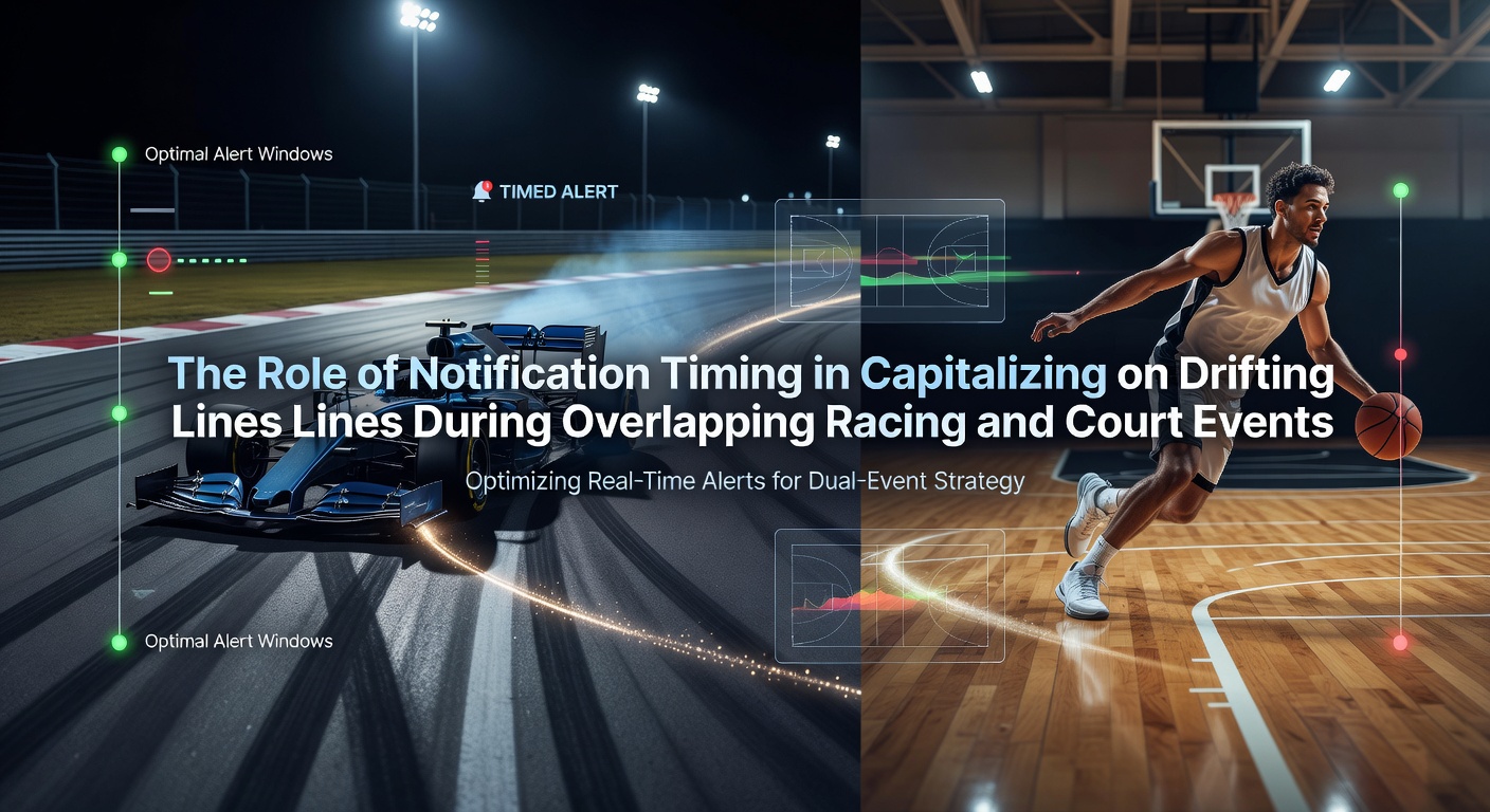 Illustration of live odds drifting across horse racing tracks and tennis courts with notification alerts popping up on mobile screens during overlapping events
